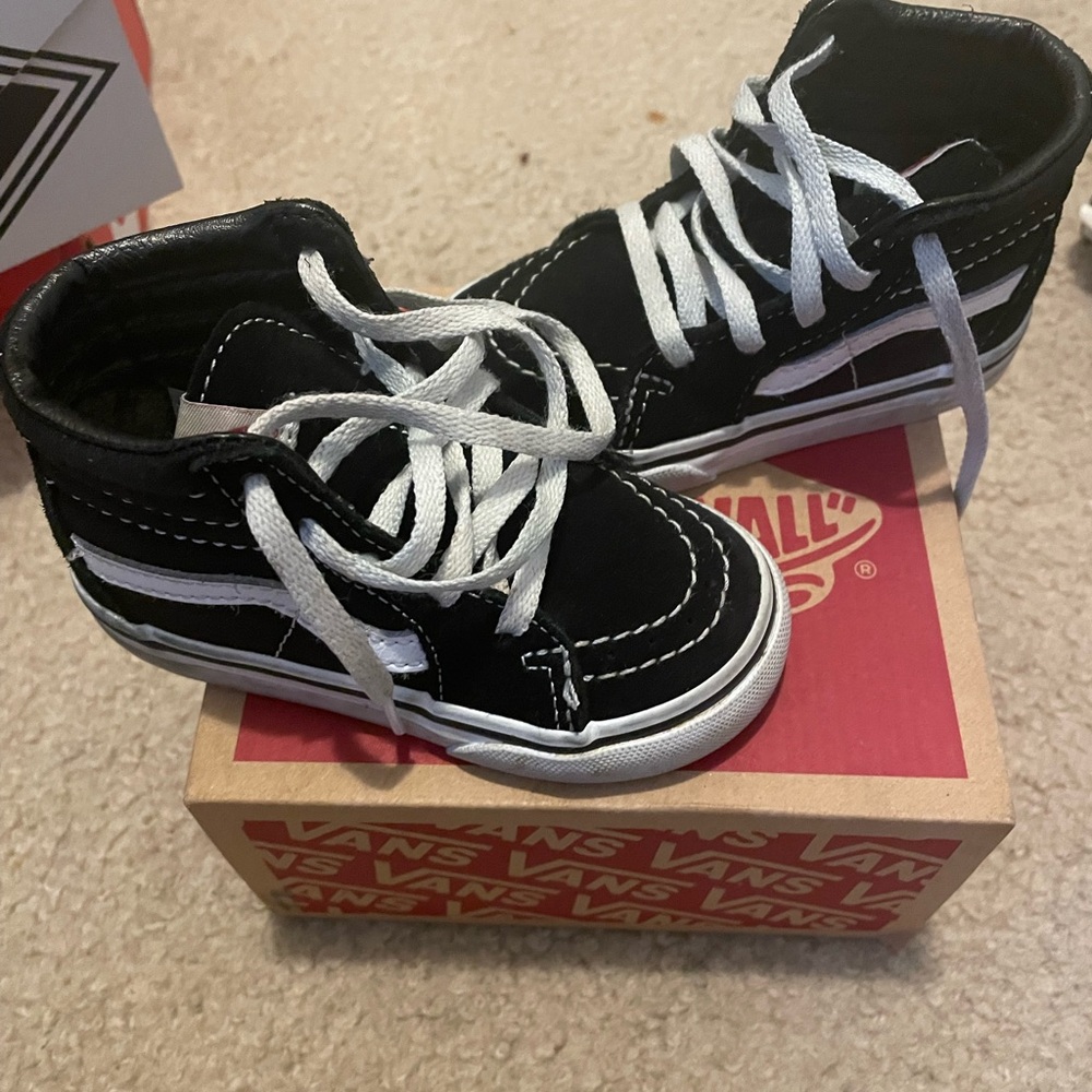 Vans Kids Black and White High-Top Sneakers